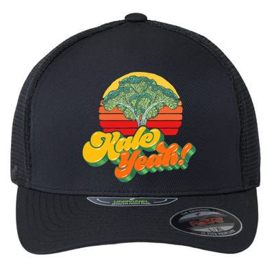 Funny Kale Yeah Gift Funny Vegetable Vintage Retro 80s Sunset Garden Gift Flexfit Unipanel Trucker Cap