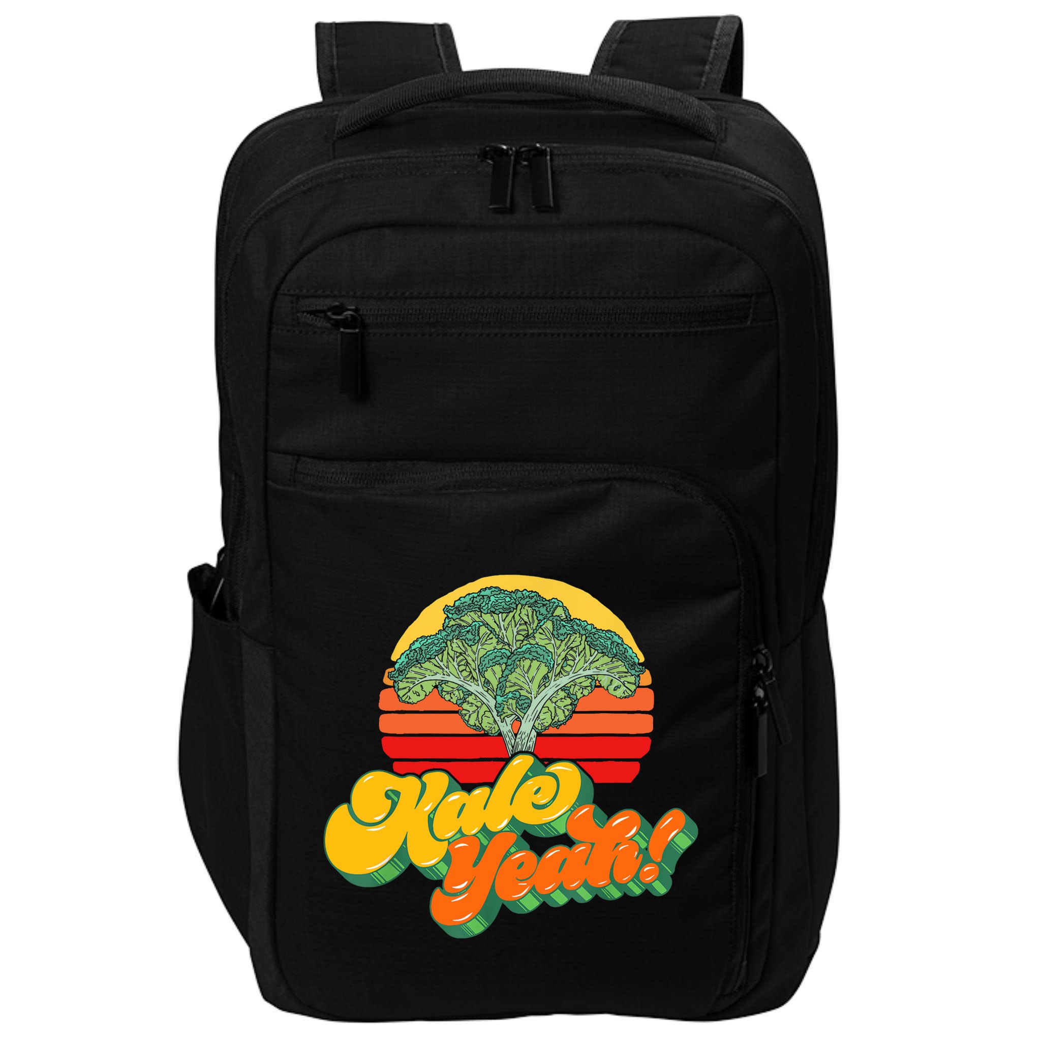 Funny Kale Yeah Gift Funny Vegetable Vintage Retro 80s Sunset Garden Gift Impact Tech Backpack