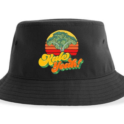 Funny Kale Yeah Gift Funny Vegetable Vintage Retro 80s Sunset Garden Gift Sustainable Bucket Hat