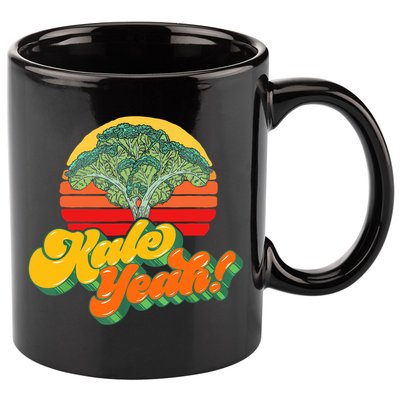Funny Kale Yeah Gift Funny Vegetable Vintage Retro 80s Sunset Garden Gift 11oz C Handle Ceramic Mug