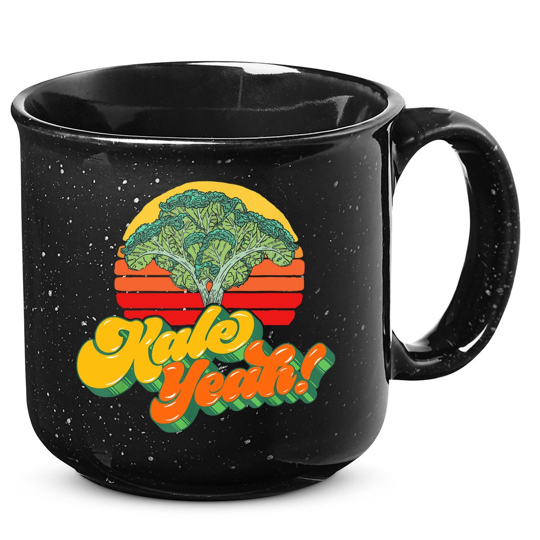 Funny Kale Yeah Gift Funny Vegetable Vintage Retro 80s Sunset Garden Gift 15oz Campfire Ceramic Mug