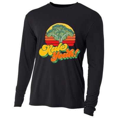 Funny Kale Yeah Gift Funny Vegetable Vintage Retro 80s Sunset Garden Gift Cooling Performance Long Sleeve Crew