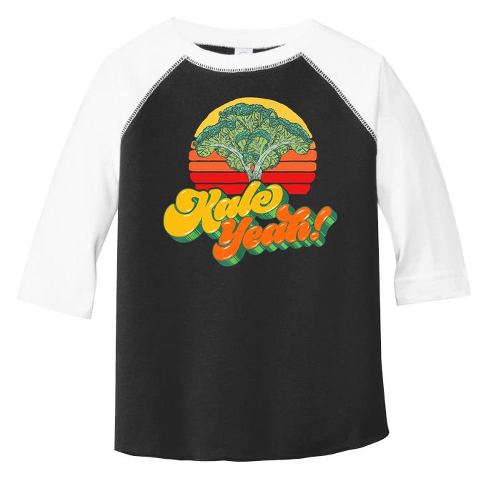 Funny Kale Yeah Gift Funny Vegetable Vintage Retro 80s Sunset Garden Gift Toddler Fine Jersey T-Shirt