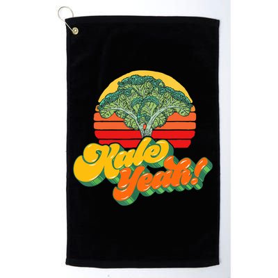 Funny Kale Yeah Gift Funny Vegetable Vintage Retro 80s Sunset Garden Gift Golf Towel