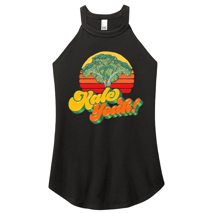 Funny Kale Yeah Gift Funny Vegetable Vintage Retro 80s Sunset Garden Gift Women's Perfect Tri Rocker Tank