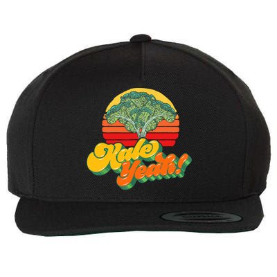 Funny Kale Yeah Gift Funny Vegetable Vintage Retro 80s Sunset Garden Gift Wool Snapback Cap