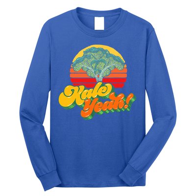 Funny Kale Yeah Gift Funny Vegetable Vintage Retro 80s Sunset Garden Gift Long Sleeve Shirt