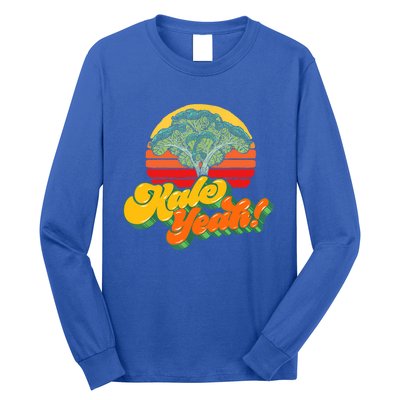 Funny Kale Yeah Gift Funny Vegetable Vintage Retro 80s Sunset Garden Gift Long Sleeve Shirt