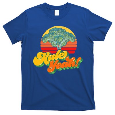 Funny Kale Yeah Gift Funny Vegetable Vintage Retro 80s Sunset Garden Gift T-Shirt