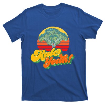 Funny Kale Yeah Gift Funny Vegetable Vintage Retro 80s Sunset Garden Gift T-Shirt