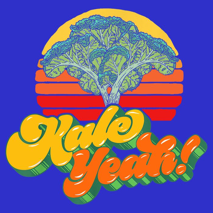 Funny Kale Yeah Gift Funny Vegetable Vintage Retro 80s Sunset Garden Gift T-Shirt