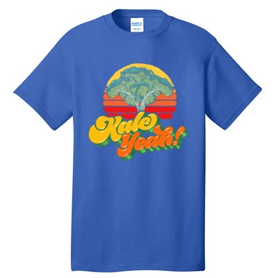 Funny Kale Yeah Gift Funny Vegetable Vintage Retro 80s Sunset Garden Gift Tall T-Shirt