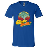 Funny Kale Yeah Gift Funny Vegetable Vintage Retro 80s Sunset Garden Gift V-Neck T-Shirt