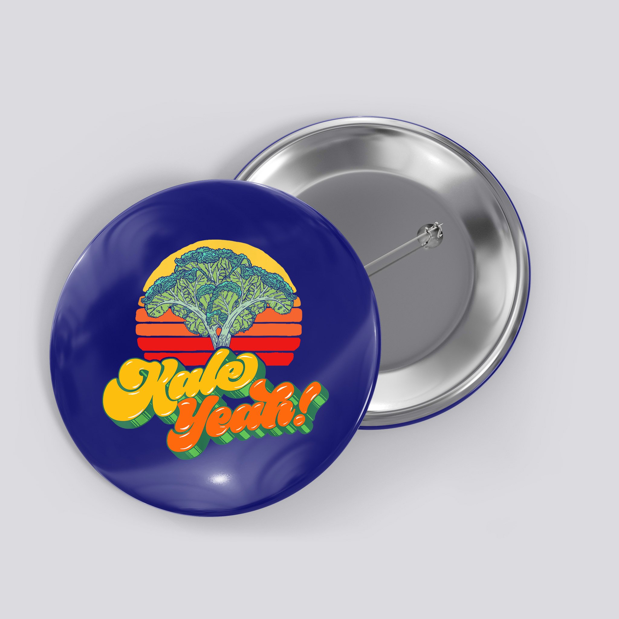 Funny Kale Yeah Gift Funny Vegetable Vintage Retro 80s Sunset Garden Gift Button