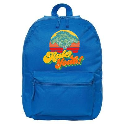 Funny Kale Yeah Gift Funny Vegetable Vintage Retro 80s Sunset Garden Gift 16 in Basic Backpack