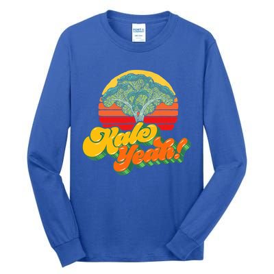 Funny Kale Yeah Gift Funny Vegetable Vintage Retro 80s Sunset Garden Gift Tall Long Sleeve T-Shirt