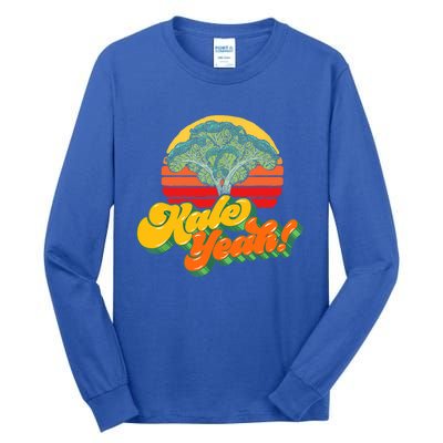 Funny Kale Yeah Gift Funny Vegetable Vintage Retro 80s Sunset Garden Gift Tall Long Sleeve T-Shirt