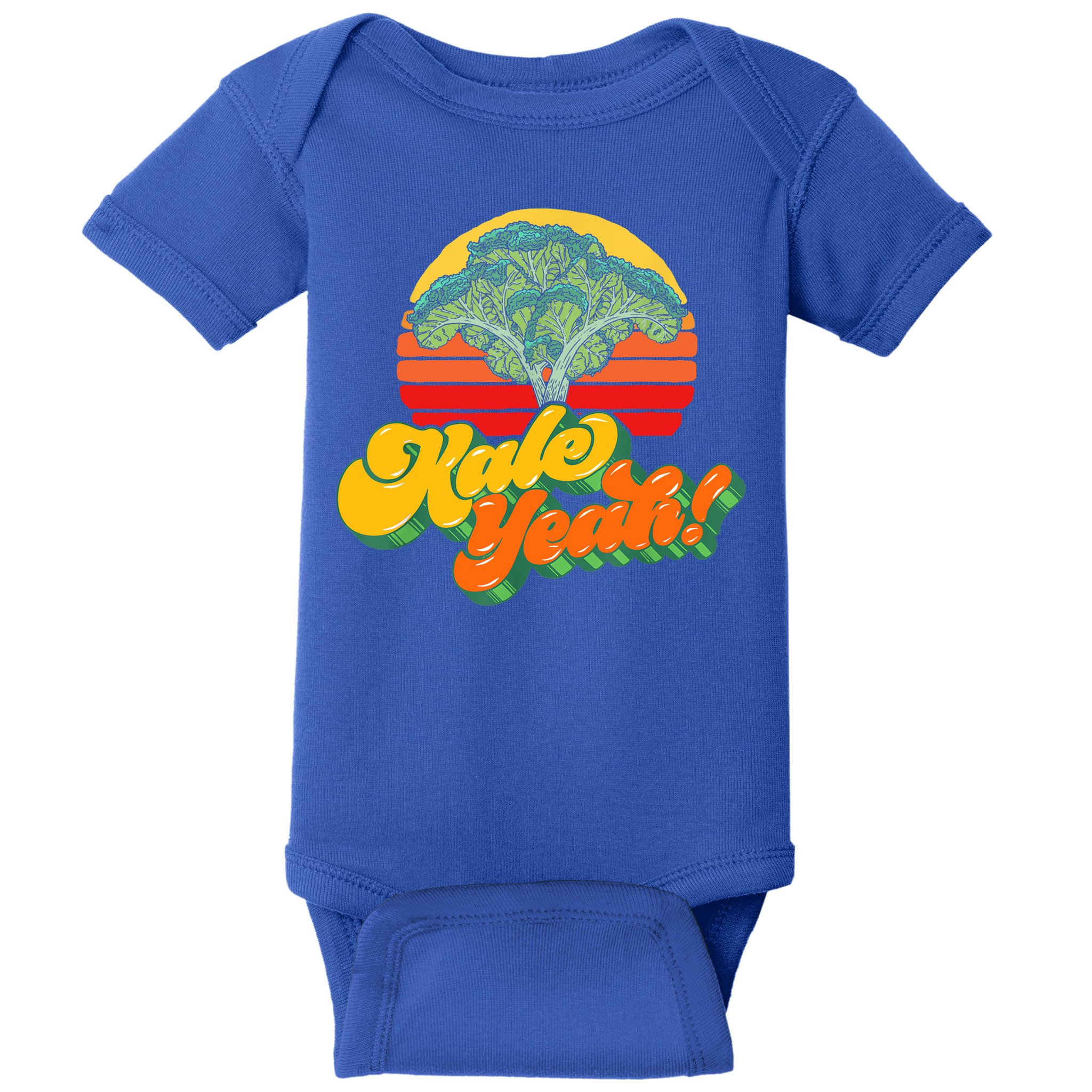 Funny Kale Yeah Gift Funny Vegetable Vintage Retro 80s Sunset Garden Gift Baby Bodysuit