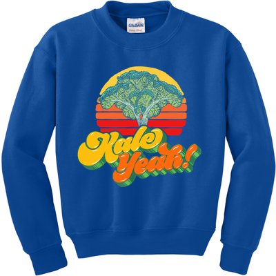 Funny Kale Yeah Gift Funny Vegetable Vintage Retro 80s Sunset Garden Gift Kids Sweatshirt