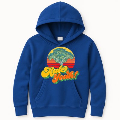 Funny Kale Yeah Gift Funny Vegetable Vintage Retro 80s Sunset Garden Gift Kids Hoodie