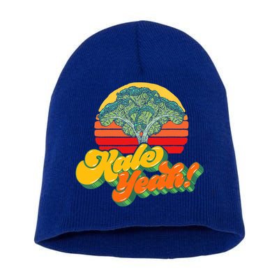 Funny Kale Yeah Gift Funny Vegetable Vintage Retro 80s Sunset Garden Gift Short Acrylic Beanie