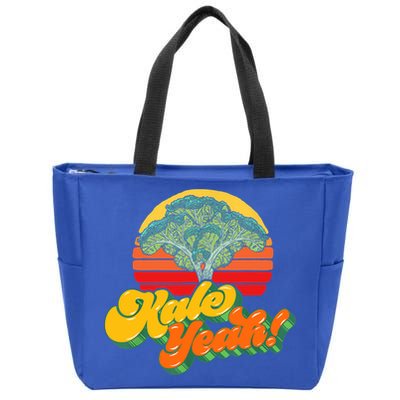 Funny Kale Yeah Gift Funny Vegetable Vintage Retro 80s Sunset Garden Gift Zip Tote Bag