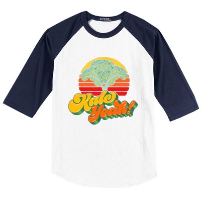 Funny Kale Yeah Gift Funny Vegetable Vintage Retro 80s Sunset Garden Gift Baseball Sleeve Shirt