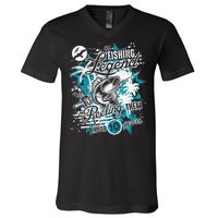 Fishing Legend 10th Birthday Fishing V-Neck T-Shirt