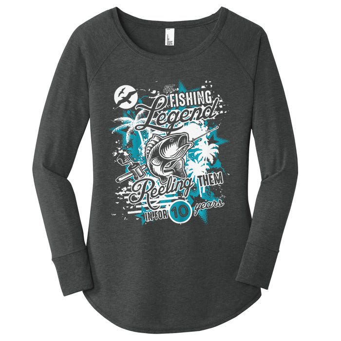 Fishing Legend 10th Birthday Fishing Women's Perfect Tri Tunic Long Sleeve Shirt