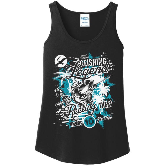 Fishing Legend 10th Birthday Fishing Ladies Essential Tank