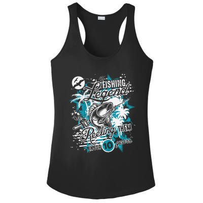 Fishing Legend 10th Birthday Fishing Ladies PosiCharge Competitor Racerback Tank