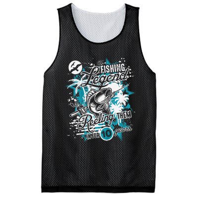 Fishing Legend 10th Birthday Fishing Mesh Reversible Basketball Jersey Tank