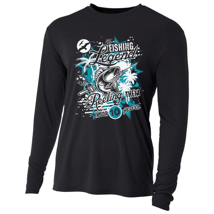 Fishing Legend 10th Birthday Fishing Cooling Performance Long Sleeve Crew