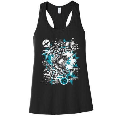 Fishing Legend 10th Birthday Fishing Women's Racerback Tank