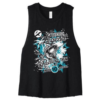 Fishing Legend 10th Birthday Fishing Women's Racerback Cropped Tank