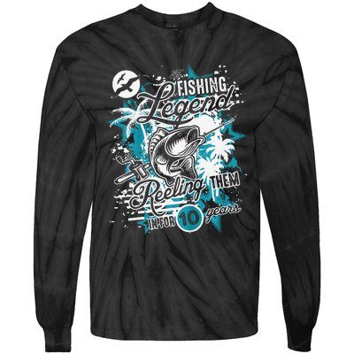 Fishing Legend 10th Birthday Fishing Tie-Dye Long Sleeve Shirt