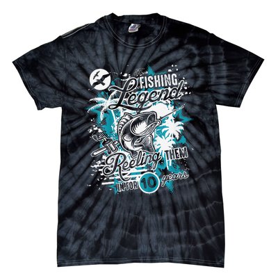 Fishing Legend 10th Birthday Fishing Tie-Dye T-Shirt