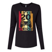 Funny Level 20 Unlocked Him m.e.n BDay Turning 20th Birthday Womens Cotton Relaxed Long Sleeve T-Shirt