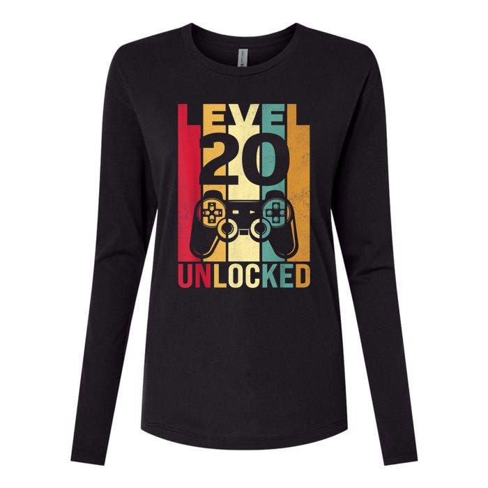 Funny Level 20 Unlocked Him m.e.n BDay Turning 20th Birthday Womens Cotton Relaxed Long Sleeve T-Shirt