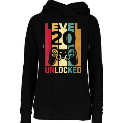 Funny Level 20 Unlocked Him m.e.n BDay Turning 20th Birthday Womens Funnel Neck Pullover Hood