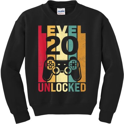 Funny Level 20 Unlocked Him m.e.n BDay Turning 20th Birthday Kids Sweatshirt