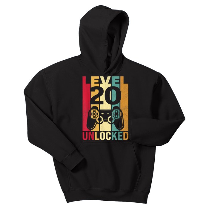 Funny Level 20 Unlocked Him m.e.n BDay Turning 20th Birthday Kids Hoodie