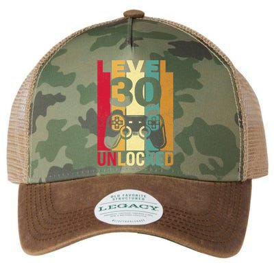 Funny Level 30 Unlocked Him Men BDay Turning 30th Birthday Legacy Tie Dye Trucker Hat