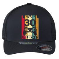 Funny Level 30 Unlocked Him Men BDay Turning 30th Birthday Flexfit Unipanel Trucker Cap