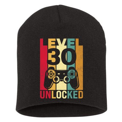 Funny Level 30 Unlocked Him Men BDay Turning 30th Birthday Short Acrylic Beanie