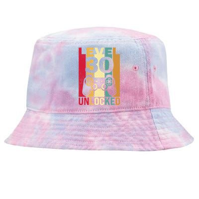 Funny Level 30 Unlocked Him Men BDay Turning 30th Birthday Tie-Dyed Bucket Hat