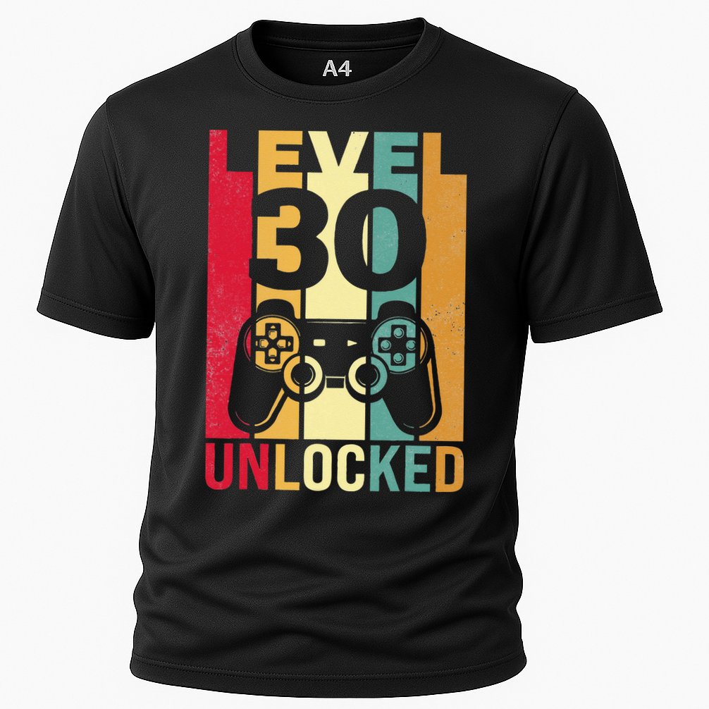 Funny Level 30 Unlocked Him BDay Turning 30th Birthday Cooling Performance Crew T-Shirt