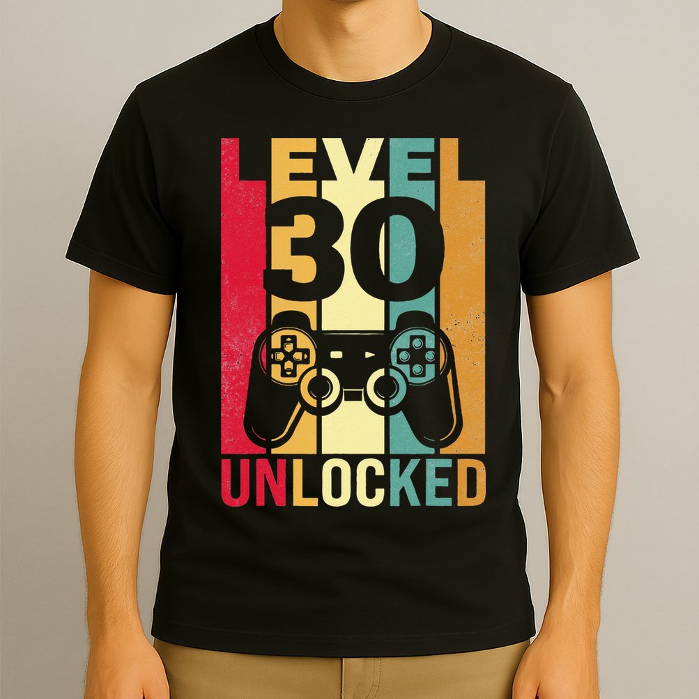 Funny Level 30 Unlocked Him BDay Turning 30th Birthday T-Shirt