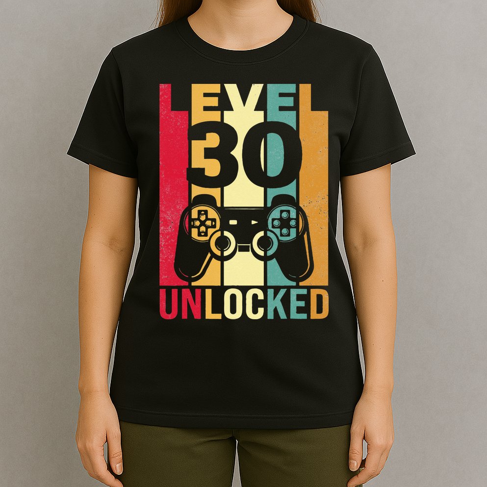 Funny Level 30 Unlocked Him BDay Turning 30th Birthday T-Shirt