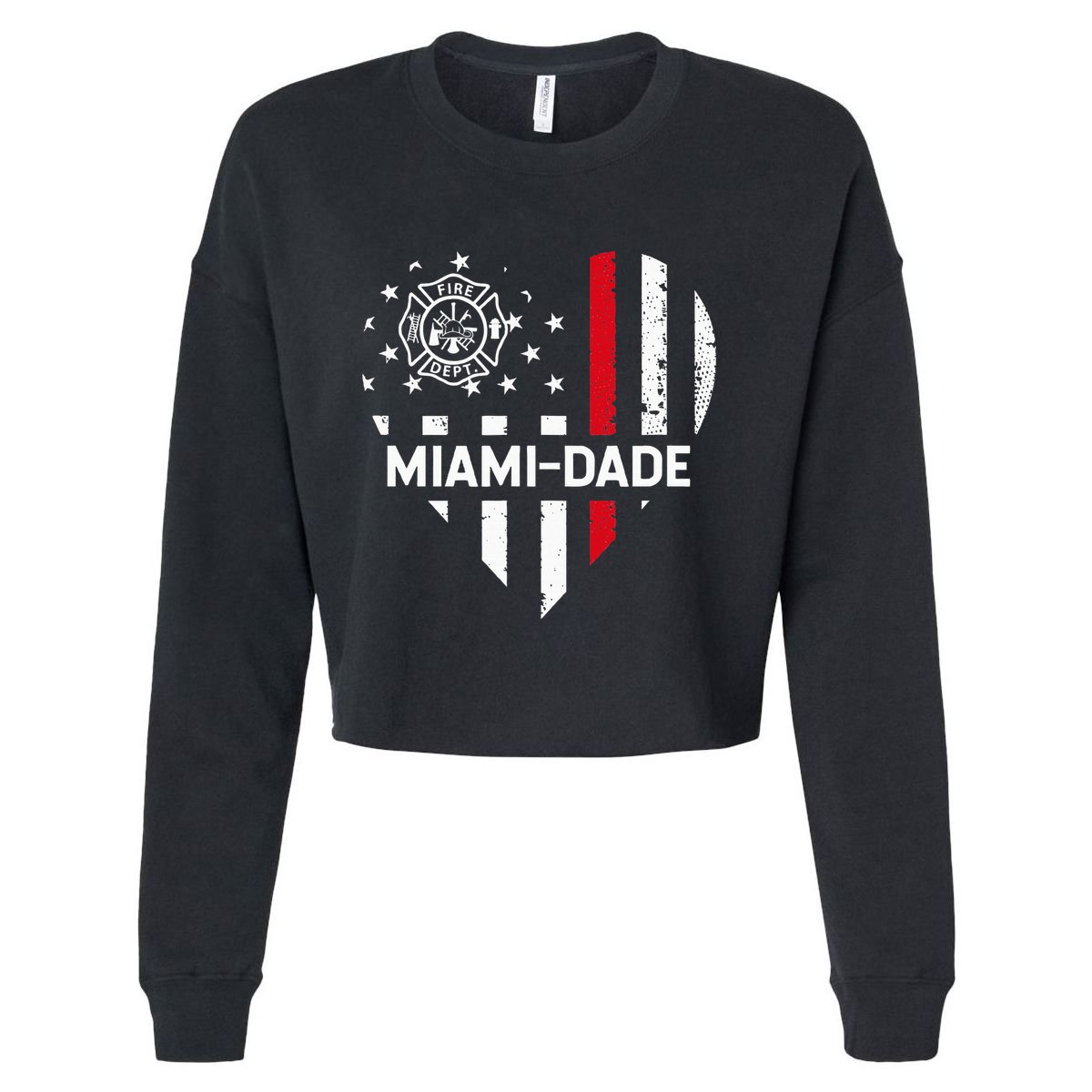 Firefighter Love 4th Of July Usa Flag Cropped Pullover Crew